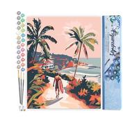 Figured'Art Peinture par Numéro Adulte Promenade côtière - Activité Manuelle Kit de Loisir Créatif DIY Numéro d'Art Complet - 40x50cm sans châssis en bois