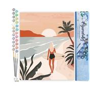 Figured'Art Peinture par Numéro Adulte Promenade sur la plage au coucher du soleil - Activité Manuelle Kit de Loisir Créatif DIY Numéro d'Art Complet - 40x50cm sans châssis en bois