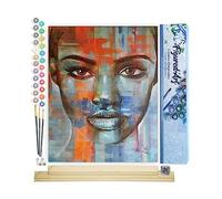 Figured'Art Peinture par Numéro Adulte Regard de Femme - Activité Manuelle Kit de Loisir Créatif DIY Numéro d'Art Complet - 40x50cm avec châssis en bois à monter