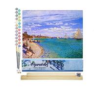 Figured'Art Peinture par Numéro Adulte Régates à Sainte-Adresse - Activité Manuelle Kit de Loisir Créatif DIY Numéro d'Art Complet - 40x50cm avec châssis en bois à monter