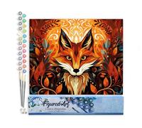 Figured'Art Peinture par Numéro Adulte Renard Art Déco - Activité Manuelle Kit de Loisir Créatif DIY Numéro d'Art Complet - 40x50cm sans châssis en bois