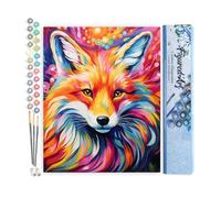 Figured'Art Peinture par Numéro Adulte Renard Coloré Abstrait - Activité Manuelle Kit de Loisir Créatif DIY Numéro d'Art Complet Animaux - 40x50cm sans châssis en bois