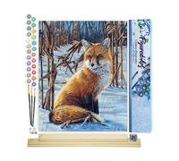 Figured'Art Peinture par Numéro Adulte Renard dans la Neige - Activité Manuelle Kit de Loisir Créatif DIY Numéro d'Art Complet - 40x50cm avec châssis en bois à monter