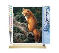 Figured'Art Peinture par Numéro Adulte Renard dans les Fougères - Activité Manuelle Kit de Loisir Créatif DIY Numéro d'Art Complet - 40x50cm avec châssis en bois à monter