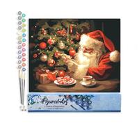 Figured'Art Peinture par Numéro Adulte Soirée du Père Noël Joyeux - Activité Manuelle Kit de Loisir Créatif DIY Numéro d'Art Complet - 40x50cm sans châssis en bois