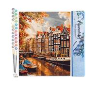 Figured'Art Peinture par Numéro Adulte Soleil à Amsterdam - Activité Manuelle Kit de Loisir Créatif DIY Numéro d'Art Complet - 40x50cm sans châssis en bois