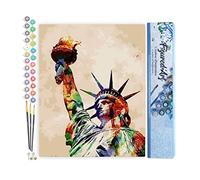 Figured'Art Peinture par Numéro Adulte Statue de la Liberté - Activité Manuelle Kit de Loisir Créatif DIY Numéro d'Art Complet - 40x50cm sans châssis en bois