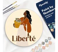 Figured'Art Peinture par Numéro Adulte sur Disque en Bois de 30cm de diamètre - Liberté - Kit de Loisir Créatif DIY Numéro d'Art Complet