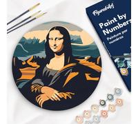 Figured'Art Peinture par Numéro Adulte sur Disque en Bois de 30cm de diamètre - Mona Lisa La Joconde - Kit de Loisir Créatif DIY Numéro d'Art Complet