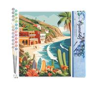 Figured'Art Peinture par Numéro Adulte Surf côtier - Activité Manuelle Kit de Loisir Créatif DIY Numéro d'Art Complet - 40x50cm sans châssis en bois