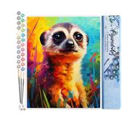Figured'Art Peinture par Numéro Adulte Suricate Coloré Abstrait - Activité Manuelle Kit de Loisir Créatif DIY Numéro d'Art Complet Animaux - 40x50cm sans châssis en bois