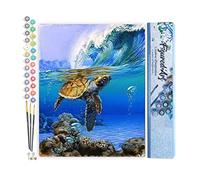 Figured'Art Peinture par Numéro Adulte Tortue marine - Activité Manuelle Kit de Loisir Créatif DIY Numéro d'Art Complet - 40x50cm sans châssis en bois