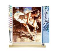 Figured'Art Peinture par Numéro Adulte Une Ballerine se prépare - Activité Manuelle Kit de Loisir Créatif DIY Numéro d'Art Complet - 40x50cm avec châssis en bois à monter