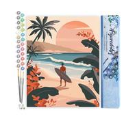 Figured'Art Peinture par Numéro Adulte Vagues du soir - Activité Manuelle Kit de Loisir Créatif DIY Numéro d'Art Complet - 40x50cm sans châssis en bois