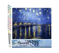Figured'Art Peinture par Numéro Adulte Van Gogh Nuit Etoilée sur le Rhône - Activité Manuelle Kit de Loisir Créatif DIY Numéro d'Art Complet - 40x50cm sans châssis en bois