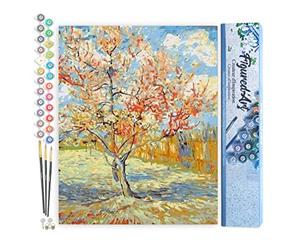 Figured'Art Peinture par Numéro Adulte Van Gogh Pêcher - Activité Manuelle Kit de Loisir Créatif DIY Numéro d'Art Complet - 40x50cm sans châssis en bois