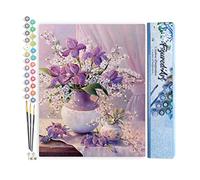 Figured'Art Peinture par Numéro Adulte Vase pourpre élégant - Activité Manuelle Kit de Loisir Créatif DIY Numéro d'Art Complet - 40x50cm sans châssis en bois