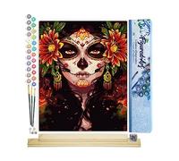 Figured'Art Peinture par Numéro Adulte Visage et Fleurs - Activité Manuelle Kit de Loisir Créatif DIY Numéro d'Art Complet - 40x50cm avec châssis en bois à monter