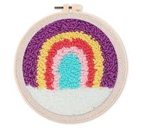 Figured'Art Punch Needle Kit Complet pour Adultes et Enfants - Arc en Ciel - Parfait pour Débutant. Set prêt à broder taille 20x20cm avec cadre circulaire