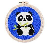 Figured'Art Punch Needle Kit Complet pour Adultes et Enfants - Bébé Panda - Parfait pour Débutant. Set prêt à broder taille 20x20cm avec cadre circulaire