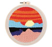 Figured'Art Punch Needle Kit Complet pour Adultes et Enfants - Face à la Mer - Parfait pour Débutant. Set prêt à broder taille 20x20cm avec cadre circulaire