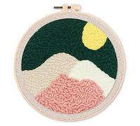 Figured'Art Punch Needle Kit Complet pour Adultes et Enfants - Les Deux Pics - Parfait pour Débutant. Set prêt à broder taille 20x20cm avec cadre circulaire