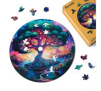 Figured'Art Puzzle en Bois Adulte et Enfant 200 pièces - Arbre Mystique - Design Original 28,5x28,5 cm Forme Unique avec Coffret en Bois Premium, Parfait pour Offrir en Cadeau