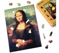 Figured'Art Puzzle en Bois Adulte 200 pièces - La Joconde de Léonard de Vinci - Design Original 22x31,2 cm Forme Unique avec Coffret en Bois Premium, Parfait pour Offrir en Cadeau