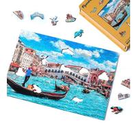 Figured'Art Puzzle en Bois Adulte et Enfant 200 pièces - Le Canal de Venise - Design Original 32,5x22 cm Forme Unique avec Coffret en Bois Premium, Parfait pour Offrir en Cadeau