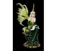 Figuren Shop GmbH Elfen Figurine de princesse Gaia avec dragon et ailes d'ange décorées avec des pierres 51 cm