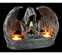 Figuren Shop GmbH Gothique Porte-Bougies pour 2 Teelichte- Grim Reaper Effrayant Chandelier avec Ailé la Grande Faucheuse, Fantasie Objets Décoratifs, Peint à la Main