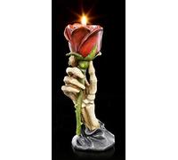 Figuren Shop GmbH Gothique Support pour Bougie Chauffe-Plat Main de Squelette - Eternal Flame Fantaisie Porte-Bougie, Peint à la Main