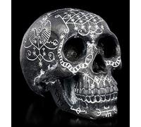 Figuren Shop GmbH Noir Tête de Mort Gothique avec Mystischen Symboles Fantaisie Décoder l'article, Peint à la Main, Hauteur 15 Cm