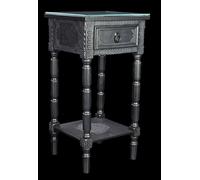 Figuren Shop GmbH Table d'appoint gothique avec tiroir et plateau en verre - Peut également être utilisée comme table de chevet, 70,5 cm de haut, pour salon ou couloir