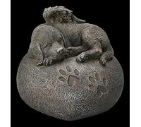 Figuren Shop GmbH Tier-Urne - Hunde-Engel sur Coeur en Aspect Pierre Cour Hunde-Urne, Peint à la Main