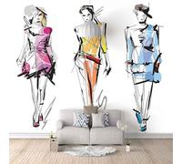 Figures Abstraites Dessinées À La Main Simples Et Créatives Papier Peint 3D Installation Facile Intissé Tapisserie Bureau Salon Canapé Chambre Décoration Murale-150cm×105cm