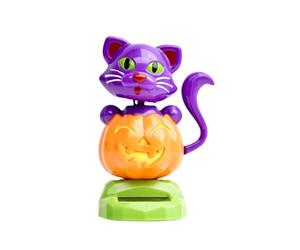 Figures de danse solaire Décoration d'Halloween - Solar Nicken Head Pumpkin Cat Figure avec tête mobile et conception amusante, sauvegarde d'énergie, Light-Activé, respectueuse de l'environnement |