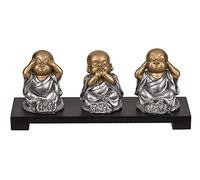 Figures déco Assis, Bouddha, d'or, Argenté et Noir