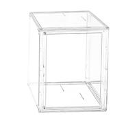 Figures Display Case, Stackable Clear Storage Container, Magnetic Door Figurine Display Box, Removable Partition Collectible Organizer for Figurines, Jewelry, Shoes, Baseball, Office, 10.63 inch
