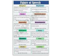 Figures of Speech Chart English Language Arts Poster Canvas Wall Art Print for Writing Reading Classroom School Decor(Framed,08x12inch(20x30cm))