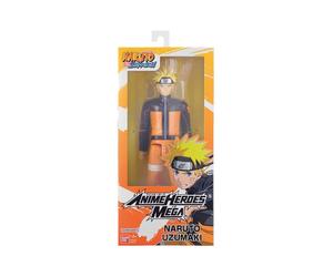 Figurine 30 cm BANDAI Naruto Uzumaki Anime Heroes Mega - Plastique dur, Pose debout, Sans accessoires - Orange/Noir
