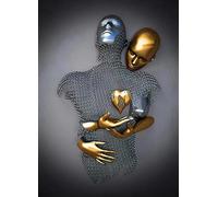 Figurine 3D en métal Statue Art Toile Peinture Romantique Abstrait Poster et Impressions Amateurs Sculpture Poster Amour Cœur Baiser Photos - Sans cadre (Figure 01,1 Pièces-40 x 60 cm)
