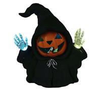 Figurine à capuche LED - 15 x 18 x 10 cm - Terracotta - 2 LED à changement de couleur - Fonctionne avec piles - Figurine décorative d'Halloween