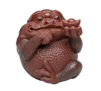 Figurine à thé en argile violette pour animal de compagnie - Figurine de crapaud doré à trois pattes - Sculpture faite à la main