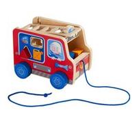 HABA Figurine à tirer Camion de pompiers – Jouet en bois 12 mois et plus