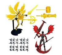 Figurine Action - 2 Ensembles déjà assemblés de robot avec ailes,Imprimé en 3D à articulations mobiles pour décor de bureau | Pour collectionneurs et les joueurs, pour la chambre, l'étagère, le bureau