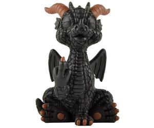Figurine amusante en forme de bébé dragon noir levant le majeur - Décoration d'intérieur, cadeau de pendaison de crémaillère, idée cadeau pour femme, homme, ami, idée cadeau unique pour pendaison de
