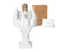 Figurine Ange Gardien, Figurines Anges avec Colonne Romaine, Petites Figurines Anges pour Femmes, Statues et Figurines Anges peintes à la main, Cadeaux de Sympathie Je t'aime en langage des signes