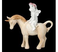 Figurine ange putte chevauche sur licorne 13 cm déco
