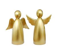 Figurine Ange - Statuette de Noël,Figurine Résine Dorée Décorative 2 Pièces pour Décor d'Intérieur Table de Chevet Bibliothèque
